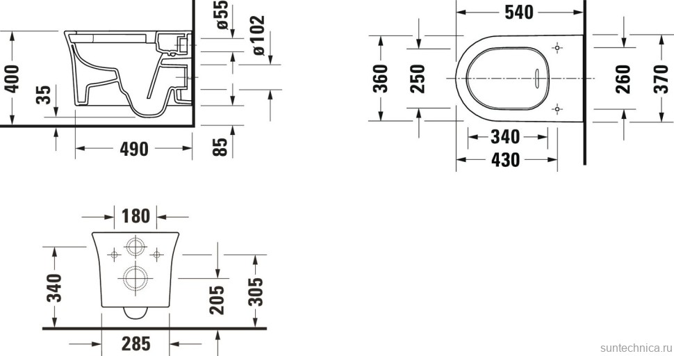 Комплект Унитаз подвесной Duravit White Tulip 2576092000 безободковый + Крышка 0027090000 с микролифтом, петли хром + Звукоизоляция TECE Profil TECEprofil 9 200 010 + Инсталляция TECEprofil Uni 2.0 9300302 + Кнопка TECEsolid 9240431 хром + Крепления TECEp
