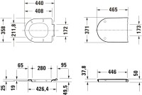 Комплект Унитаз подвесной Duravit White Tulip 2576092000 безободковый + Крышка 0027090000 с микролифтом, петли хром + Звукоизоляция TECE Profil TECEprofil 9 200 010 + Инсталляция TECEprofil Uni 2.0 9300302 + Кнопка TECEsolid 9240431 хром + Крепления TECEp