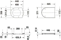 Комплект Унитаз подвесной Duravit White Tulip 2576092000 безободковый + Крышка 0027090000 с микролифтом, петли хром + Звукоизоляция TECE Profil TECEprofil 9 200 010 + Инсталляция TECEprofil Uni 2.0 9300302 + Кнопка TECEsolid 9240431 хром + Крепления TECEp