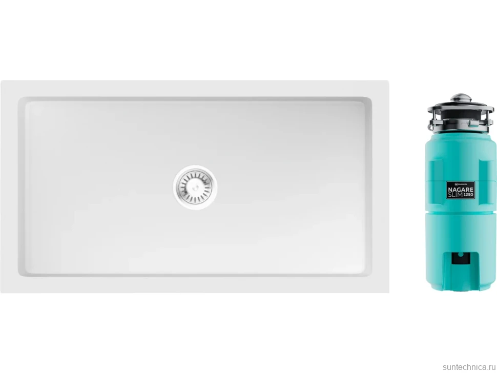 Комплект Мойка Omoikiri Mikura 83-WH белая + Измельчитель Nagare slim 1250-AZ azur blue