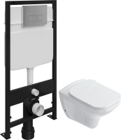 Комплект Унитаз подвесной STWORKI Дублин SETK3504-0605-001-1-6000 с микролифтом + Инсталляция EWRIKA ProLT 0026-2020 + Кнопка 0041 хром