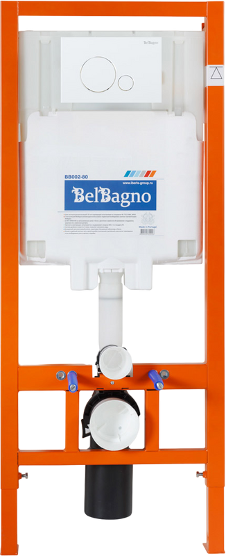 Комплект Унитаз подвесной BelBagno Sfera-r BB046CHR безободковый, крышка BB2111SC, инсталляция BB002-80 с кнопкой BB014-SR-BIANCO