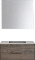 Мебель для ванной комнаты Vincea Chiara 2D 100, 2 ящика, темный дуб, с серой раковиной