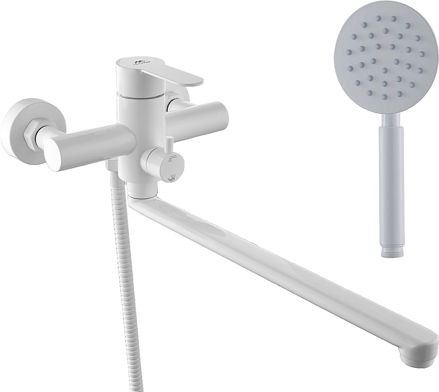 Смеситель с длинным изливом для ванны Fashun A52201-8 белый