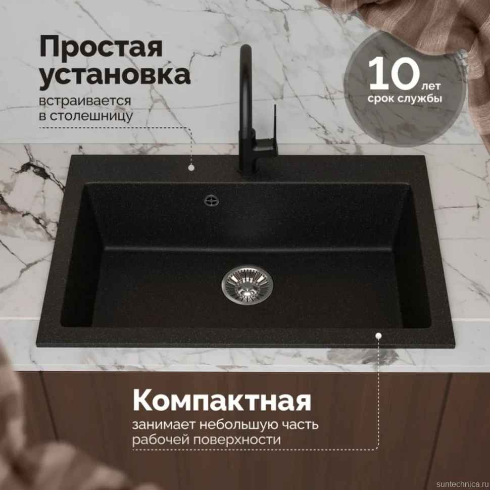 Мойка кухонная Domaci Болонья М-39-002 черная