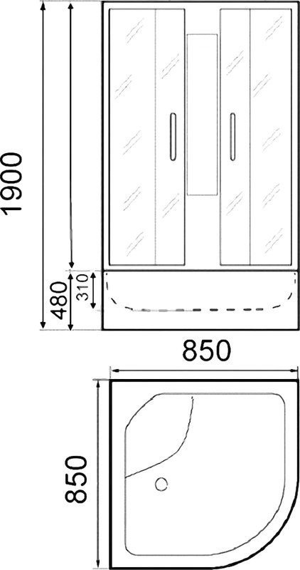 Душевая кабина Parly Effect TMF901 85х85, с высоким поддоном, без крыши, профиль белый, стекло матовое