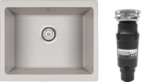 Комплект Мойка Paulmark Gera 60 PM205546-GR серый + Измельчитель Bone Crusher BC 910-SL-Slim Line