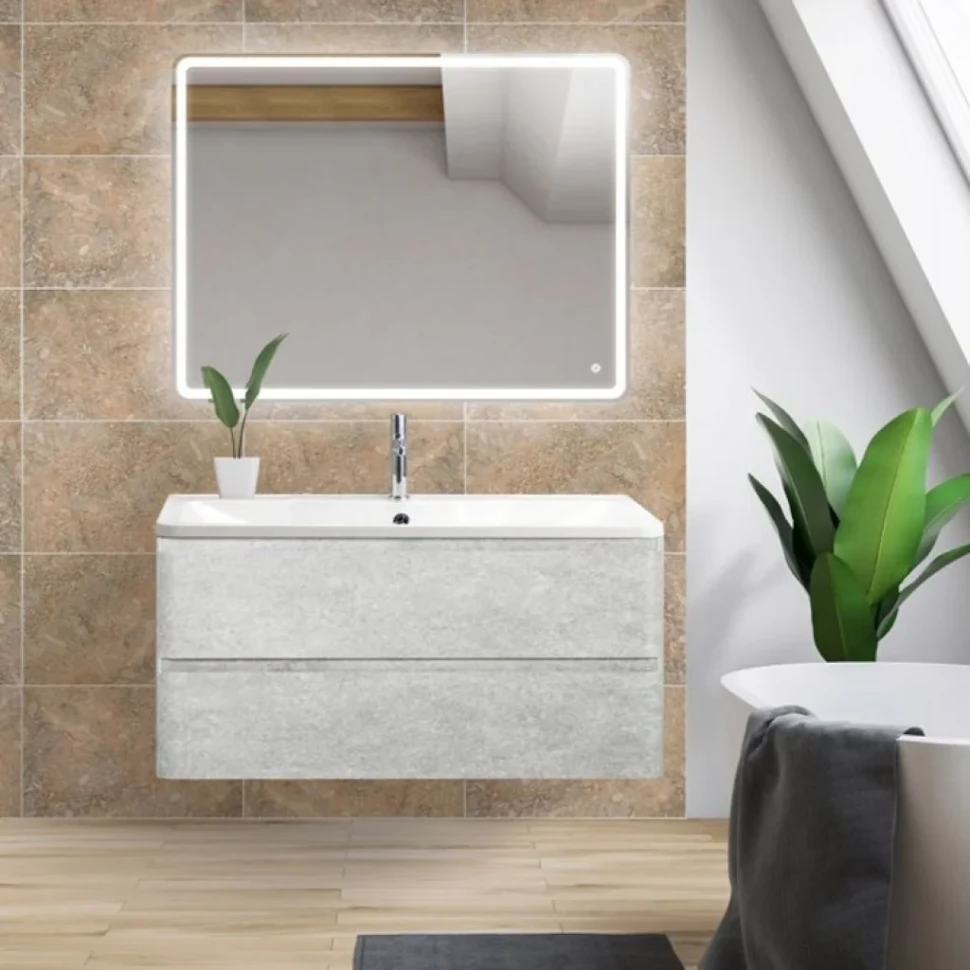 Тумба под раковину BelBagno Albano 100 подвесная, cemento verona grigio