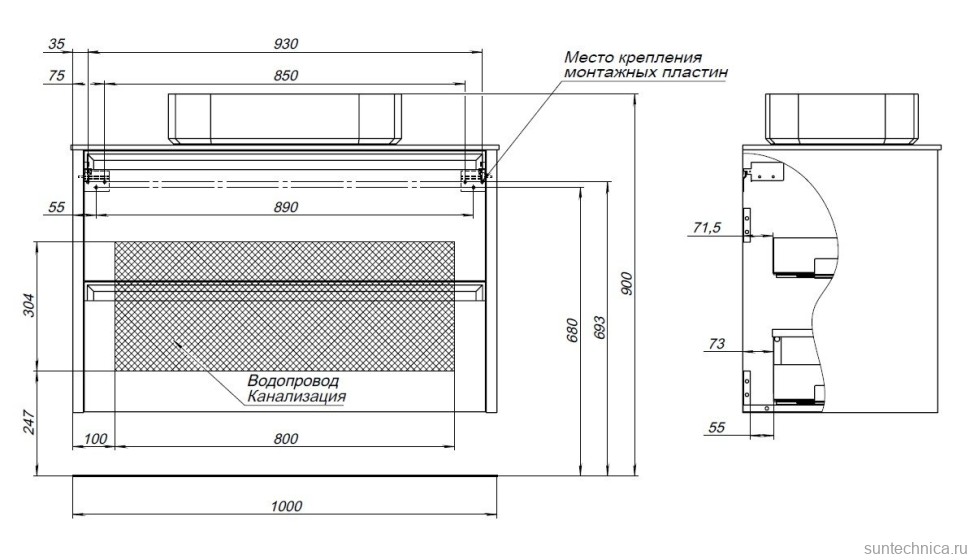 Тумба под раковину без столешницы Allen Brau Fantasy 2.0 100 матовый антрацит