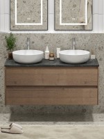 Тумба с раковиной BelBagno Kraft 120 со столешницей, для двоих, 2 ящика, rrovere tabacco