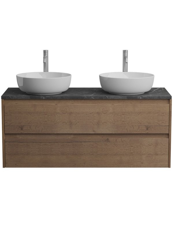 Тумба с раковиной BelBagno Kraft 120 со столешницей, для двоих, 2 ящика, rrovere tabacco