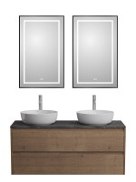 Тумба с раковиной BelBagno Kraft 120 со столешницей, для двоих, 2 ящика, rrovere tabacco