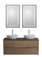 Тумба с раковиной BelBagno Kraft 120 со столешницей, для двоих, 2 ящика, rrovere tabacco