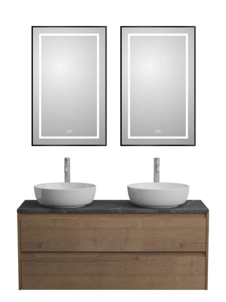 Тумба с раковиной BelBagno Kraft 120 со столешницей, для двоих, 2 ящика, rrovere tabacco