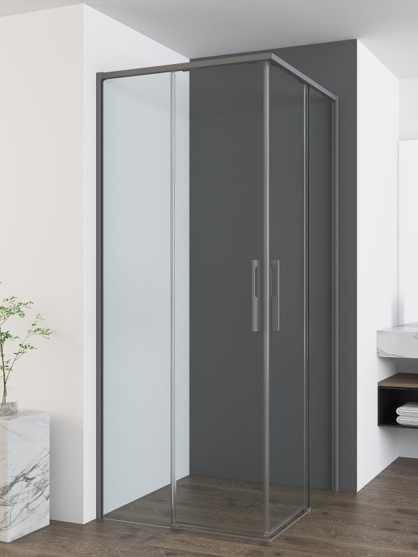 Душевой уголок Vincea Ultima VSS-7UL8080CLGM 80х80 см, профиль вороненая сталь, стекло прозрачное
