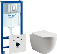 Комплект Унитаз подвесной Ceramicanova Mia Rimless CN1805 + Инсталляция Grohe Rapid SL 38772001 3 в 1 с кнопкой смыва + Шумоизоляция 37131000
