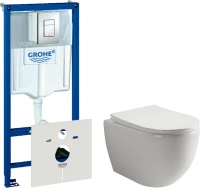 Комплект Унитаз подвесной Ceramicanova Mia Rimless CN1805 + Инсталляция Grohe Rapid SL 38772001 3 в 1 с кнопкой смыва + Шумоизоляция 37131000