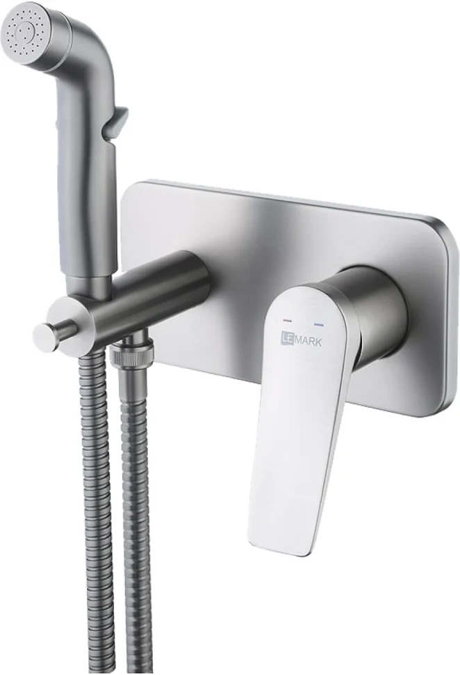 Гигиенический душ Lemark Bronx LM3720GM со смесителем, С ВНУТРЕННЕЙ ЧАСТЬЮ, графит