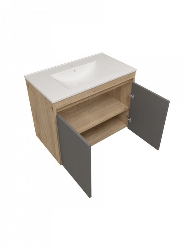 Тумба с раковиной Teymi Netta 80 дуб, графит