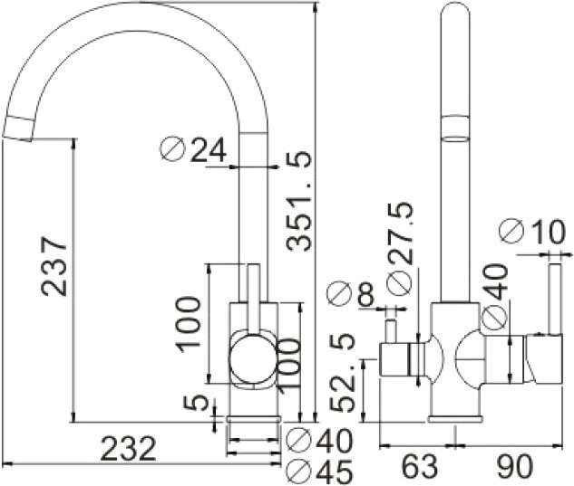 Смеситель для кухни BELZ B76801-3 вороненая сталь