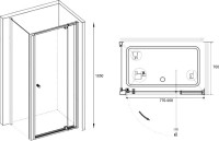 Душевой уголок RGW Passage PA-02+70 см (77-90)x70x185 профиль хром, стекло прозрачное