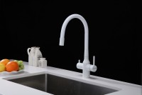 Смеситель для кухни Paulmark Salix 213419-431, белый матовый, белый, с гибким изливом