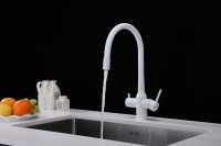 Смеситель для кухни Paulmark Salix 213419-431, белый матовый, белый, с гибким изливом