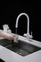 Смеситель для кухни Paulmark Salix 213419-431, белый матовый, белый, с гибким изливом