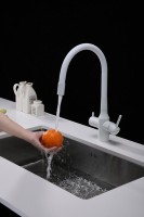 Смеситель для кухни Paulmark Salix 213419-431, белый матовый, белый, с гибким изливом