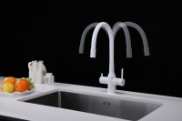 Смеситель для кухни Paulmark Salix 213419-431, белый матовый, белый, с гибким изливом