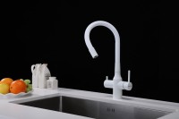 Смеситель для кухни Paulmark Salix 213419-431, белый матовый, белый, с гибким изливом