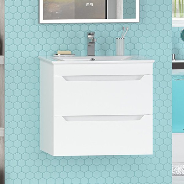 Тумба с раковиной Misty Бриз 60 подвесная, белая матовая