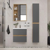 Мебель для ванной комнаты SanStar Graffa 50 дуб вотан, графит софт, раковина Como 50