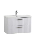 Мебель для ванной комнаты BelBagno Due 80 ручки матовый атласный никель, белый металлик