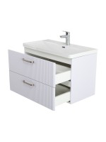 Мебель для ванной комнаты BelBagno Due 80 ручки матовый атласный никель, белый металлик