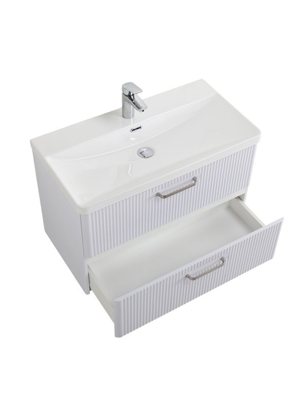 Мебель для ванной комнаты BelBagno Due 80 ручки матовый атласный никель, белый металлик