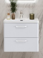 Мебель для ванной комнаты BelBagno Due 60 ручки белые, белый металлик