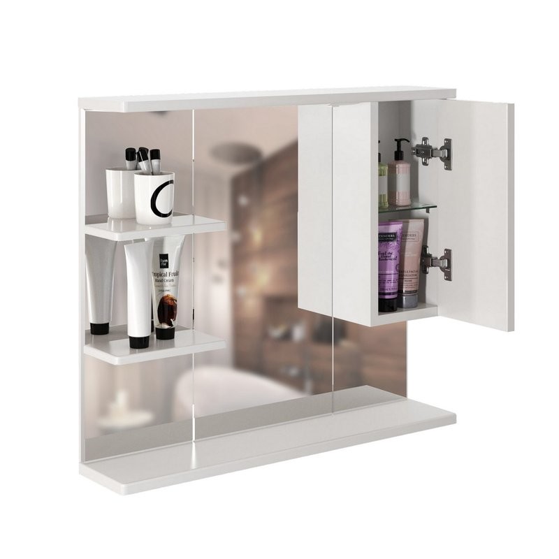 Зеркало Mixline Этьен 80 правое с подсветкой, белое