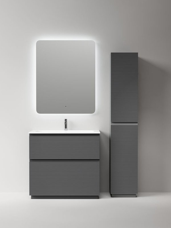 Мебель для ванной комнаты Sancos Folk Floor 80 напольная, grey soft, раковина CN7012