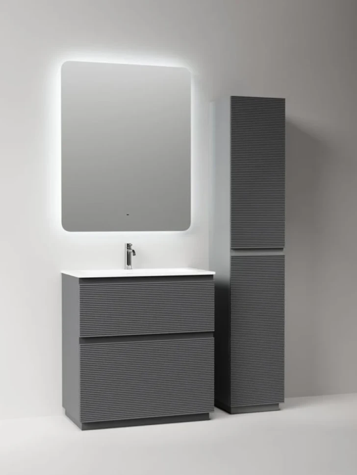 Мебель для ванной комнаты Sancos Folk Floor 80 напольная, grey soft, раковина CN7012