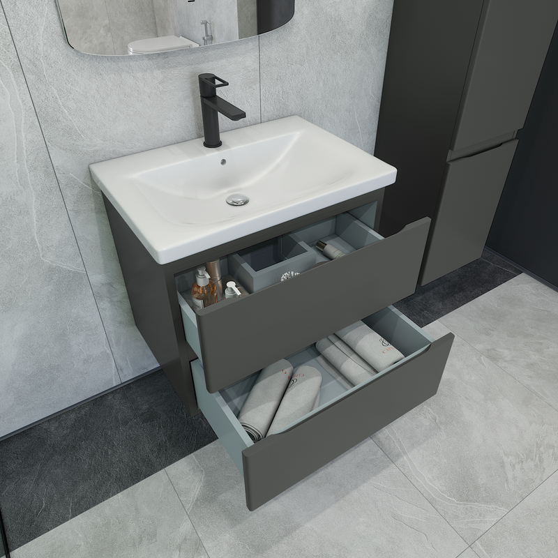 Тумба с раковиной Caprigo Forte 65 подвесная, графит