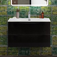 Тумба с раковиной BelBagno Marino-cer-n 80 подвесная, nero lucido