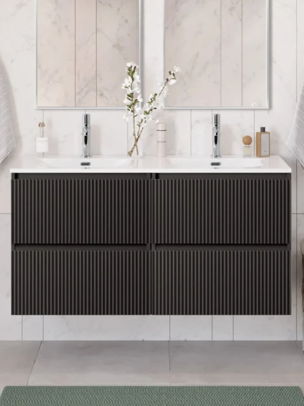 Тумба с раковиной BelBagno Uno 120 подвесная, 4 ящика, матовая темно-серая, раковина CZR-8073-120-2