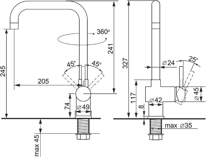 Смеситель для кухни Ulgran U-023 антрацит