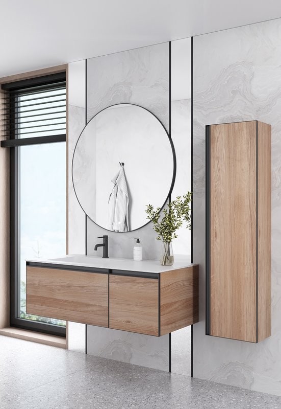 Шкаф-пенал для ванной Armadi Art Quatro willow, профиль anthracite