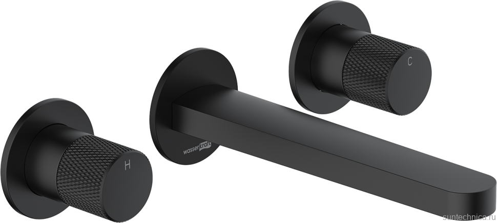 Смеситель для раковины Wasserkraft Fulda 5245 С ВНУТРЕННЕЙ ЧАСТЬЮ, черный soft-touch
