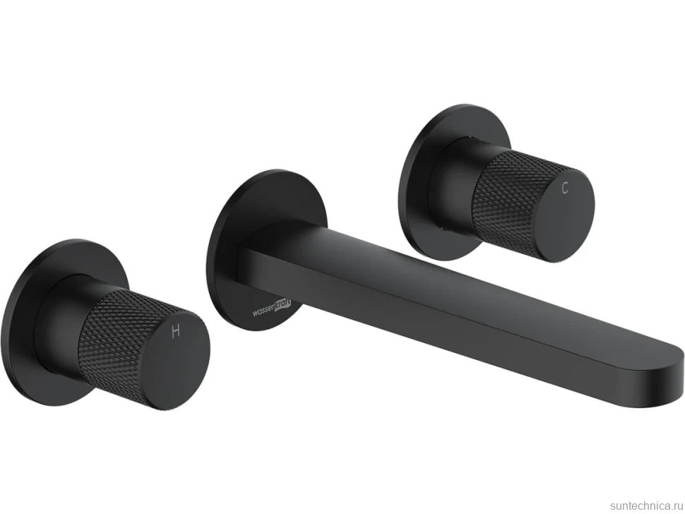 Смеситель для раковины Wasserkraft Fulda 5245 С ВНУТРЕННЕЙ ЧАСТЬЮ, черный soft-touch