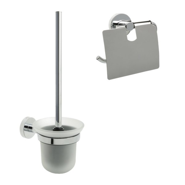 Набор Держатель Fixsen Comfort Chrome FX-85010 с крышкой, хром + Ершик FX-85013 хром