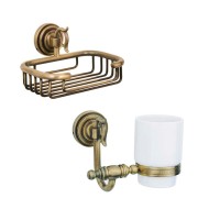 Набор Стакан Boheme Medici 10612 бронза, керамический + Дозатор 10610 настольный, бронза, белый Набор Стакан Boheme Medici 10612 бронза, керамический + Дозатор 10610 настольный, бронза, белый