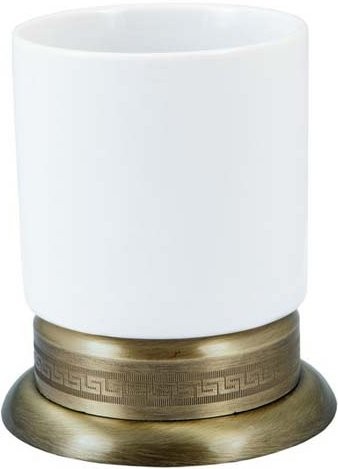 Набор Стакан Boheme Medici 10612 бронза, керамический + Дозатор 10610 настольный, бронза, белый